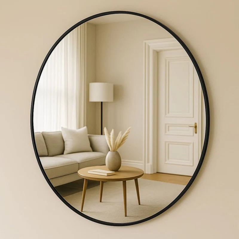 Rei - Extra Large Round Black Metal Circle Mirror - 150cm x 150cm - Horizon and Stone 