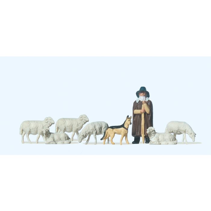 Shepherd with Flock (8) - Terrarium Figures - 14160 - Horizon and Stone 
