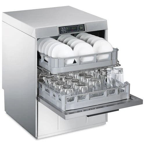 Smeg Commercial Twin Basket Undercounter Dishwasher with Integrated Water Softener