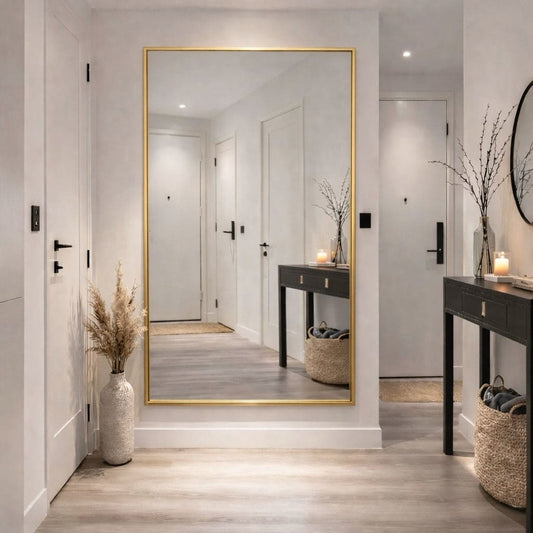 Takara - Full Length Gold Metal Rectangle Mirror - 180cm x 105cm - Horizon and Stone 