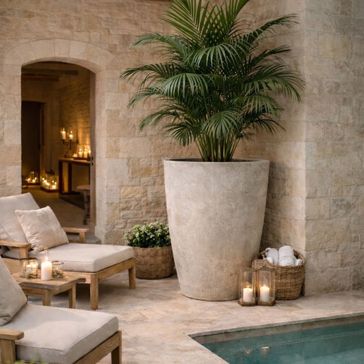 Vessara | Truffle – 100cm XXL Tall Concrete Planter – 172L Round Plant Pot - Horizon and Stone 