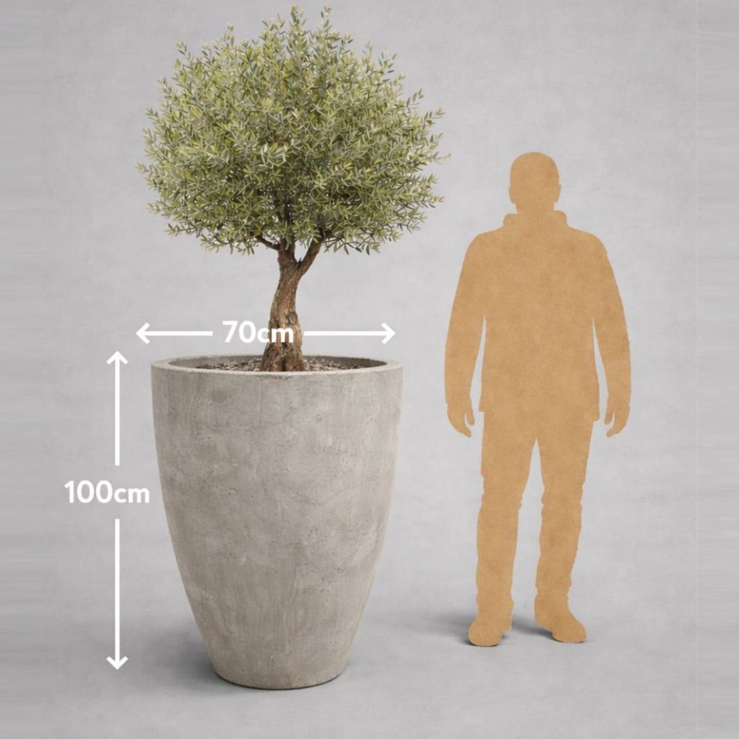 Vessara | Truffle – 100cm XXL Tall Concrete Planter – 172L Round Plant Pot - Horizon and Stone 