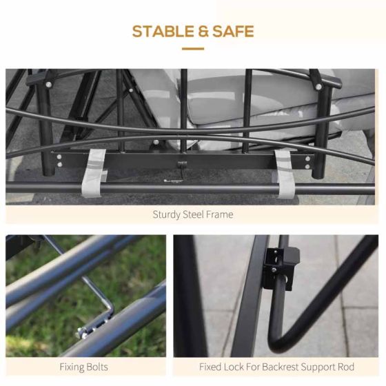 Outsunny Convertible Swing Chair with Gazebo - Light Grey - Horizon and Stone 